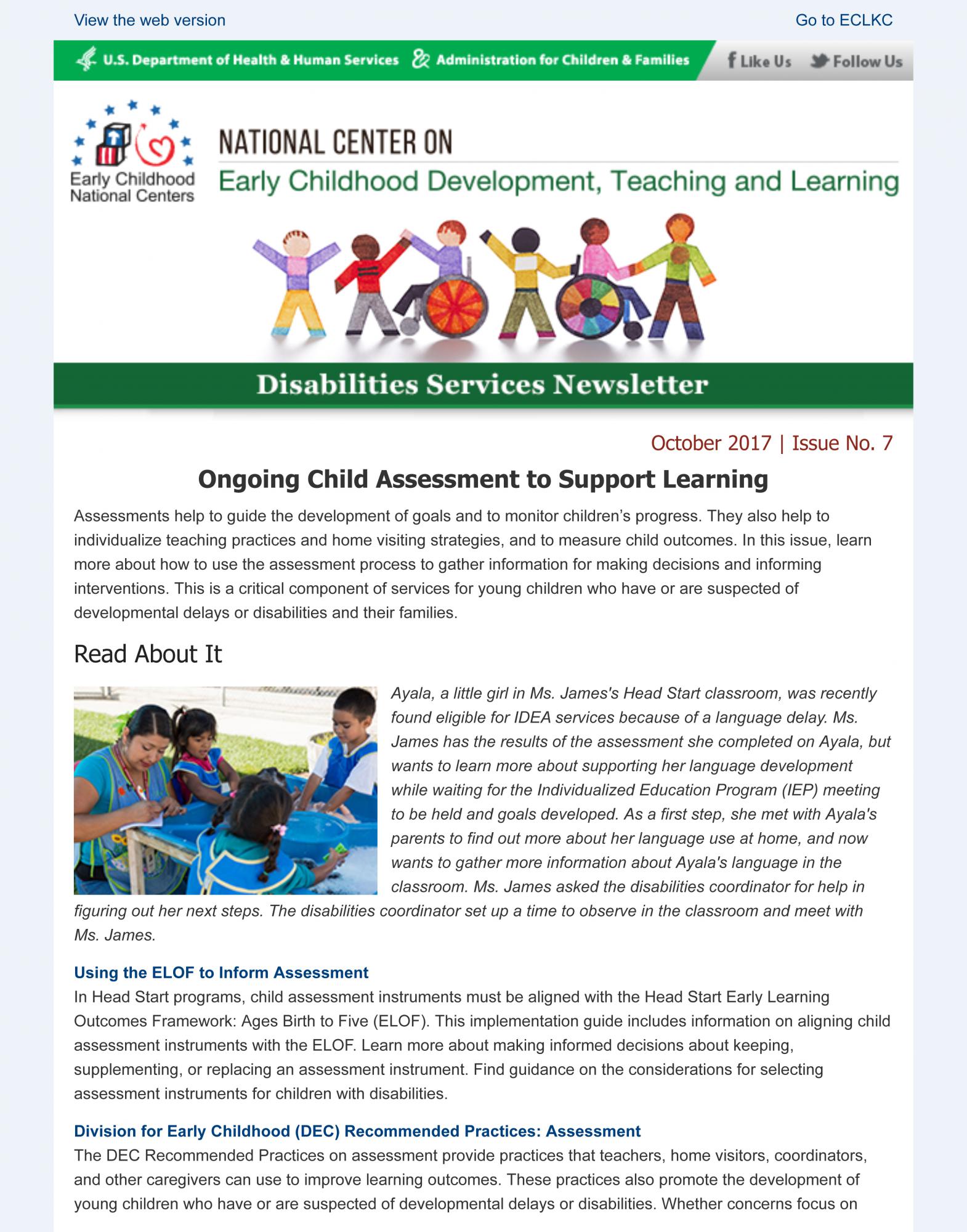 Head Start Disabilities Services Newsletter Issue 9 Frank Porter